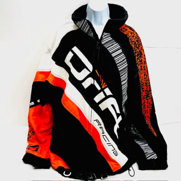 DIRT RACING Men's  Motorcycle Racing Jacket Black white yellow full zipper (64) - Picture 1 of 7